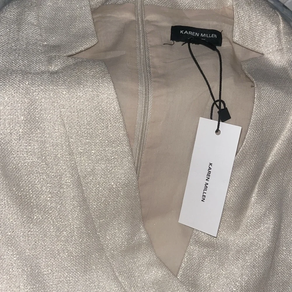 KAREN MILLEN Tailored Linen Metallic Notch Neck Maxi Dress - Picture 7 of 7